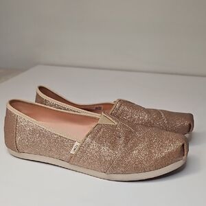 TOMS Women's Sparkling Loafers - Gold Size 7